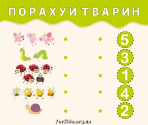 Шаблони аркушів для навчання підрахунку зі тваринами для дітей. Цифри від 1 до 9