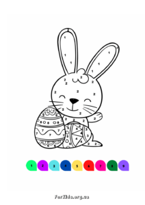 Розмальовки до Великодня (Свята Пасхи). Розмальовки по цифрам до Великодня (Свята Пасхи). Пасхальний кролик.