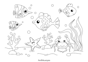 Дитячі розмальовки рибок