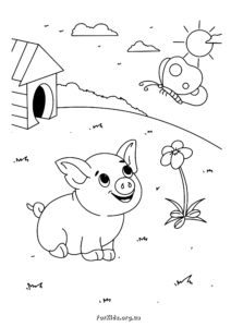 Дитячі розмальовки тваринок. Свинка.