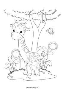Дитячі розмальовки тваринок. Жирафа