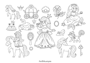 Розмальовки аксесуарів принцеси