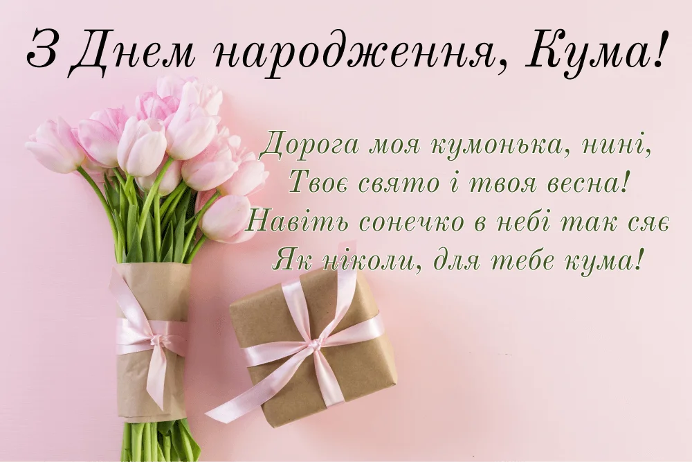 Сучасне привітання з Днем народження для куми