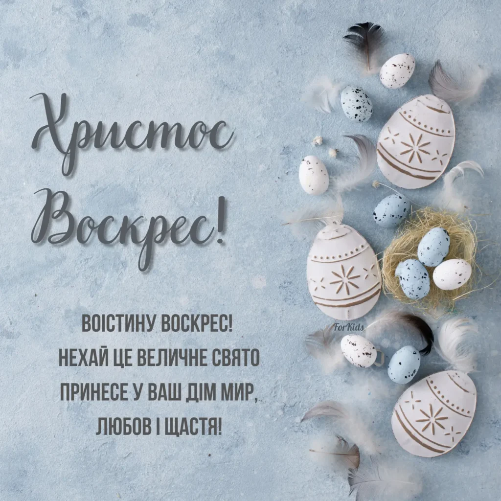 Листівка для привітання з Великоднем 2025 українською