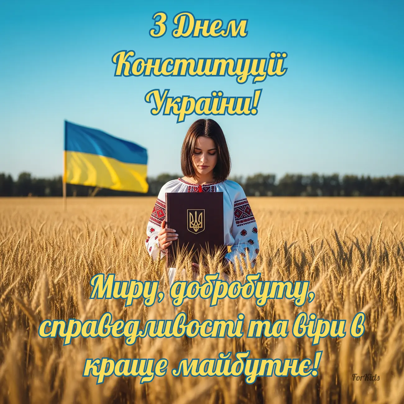 Нове привітання з Днем Конституції України 2025, гарні картинки та листівки українською