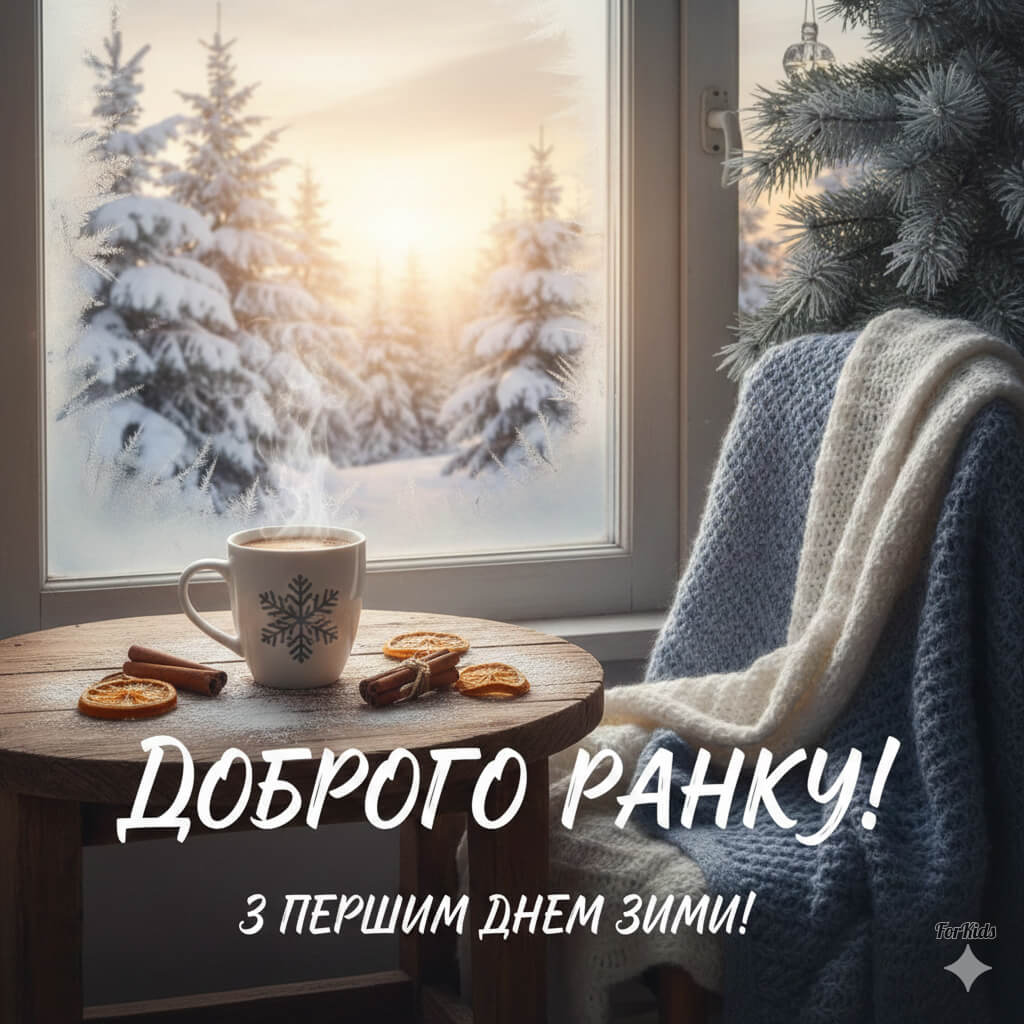 Картинки Доброго ранку з першим днем зими!