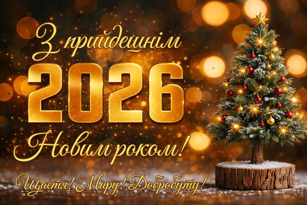 Вітання з наступаючим Новим Роком 2026. Щастя, миру, добробуту.